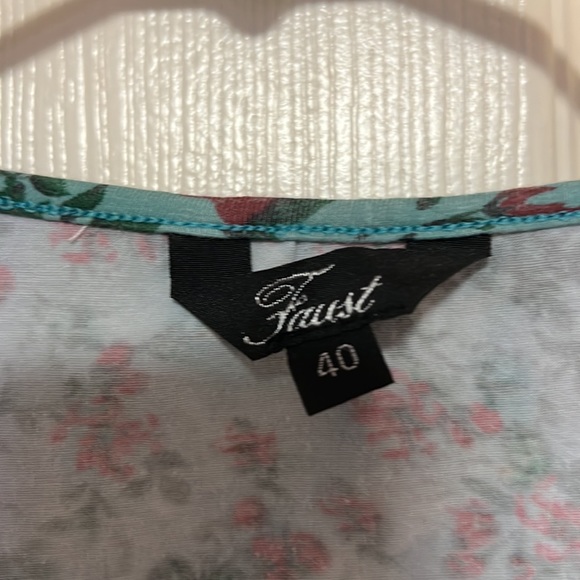 Faust women’s size 40 shirt Small in rust and turquoise with sequins - Picture 2 of 2